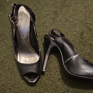 Apt. 9 Black Peep-Toe Slingback Heels